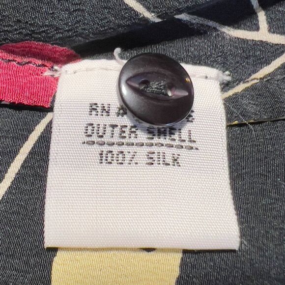 What Goes Around Comes Around 100% Silk Bow Blouse | Vintage 80s Art Deco size M - Picture 7 of 12